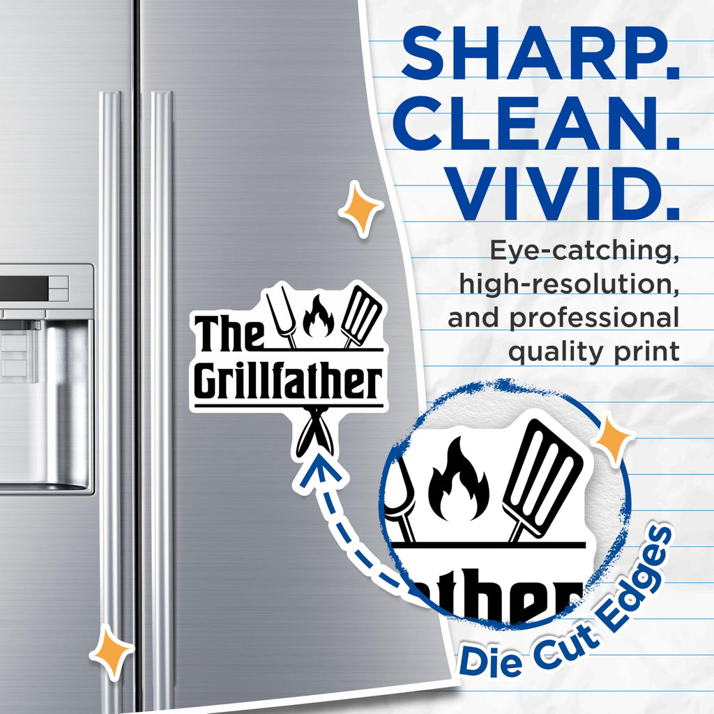 (2 Pack) The Grillfather Magnets - Funny BBQ Dad Humor - Father's Day Grilling Accessories - Fridge Decal - 5 Inches On Longest Side - Thick Durable Magnet - Made in USA - MAG20713