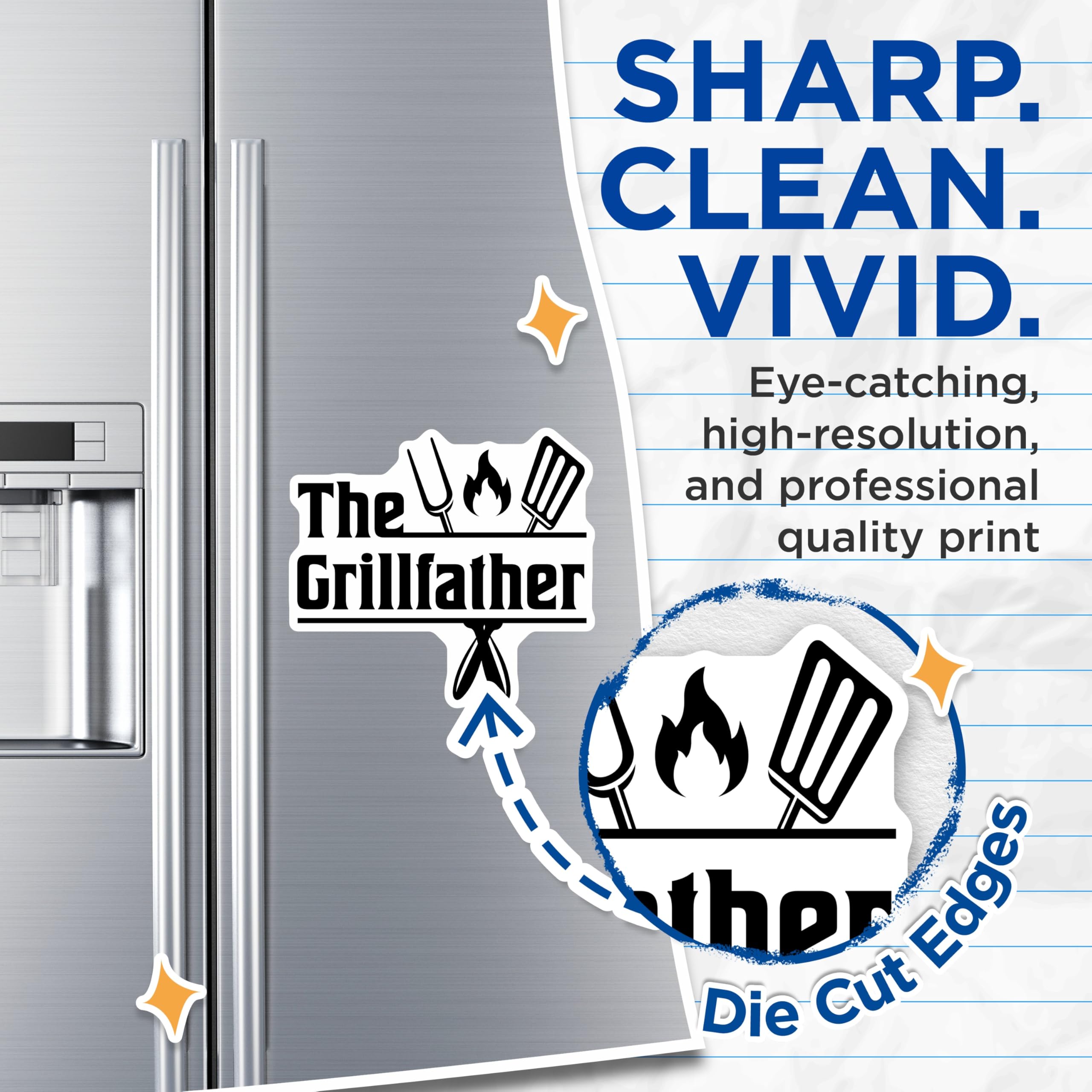 (2 Pack) The Grillfather Magnets - Funny BBQ Dad Humor - Father's Day Grilling Accessories - Fridge Decal - 5 Inches On Longest Side - Thick Durable Magnet - Made in USA - MAG20713
