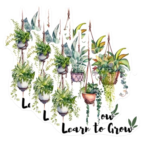 (3 Pack) Learn to Grow Decals - Hanging Plant Stickers - Home Decor Stickers - 3 Inches On Longest Side - Easy Peel & Apply - Made in USA - 3MCS1006
