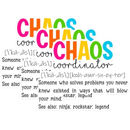 (3 Pack) Chaos Coordinator Decals - Funny Definition - Problem Solver Stickers - 3 Inches On Longest Side - Easy Peel & Apply - Made in USA - 3MCS1666