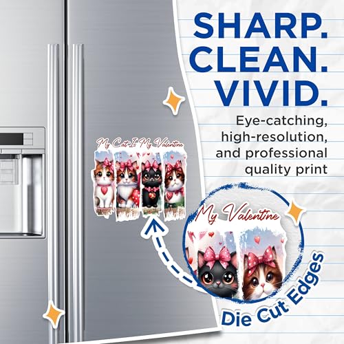 (2 Pack) My Cat is My Valentine Magnets - Cute Cat Magnets - Valentine's Day Cat Decor- 5" On Longest Side - for Fridges, Toolboxes, Cars - Made in USA - MAG2583