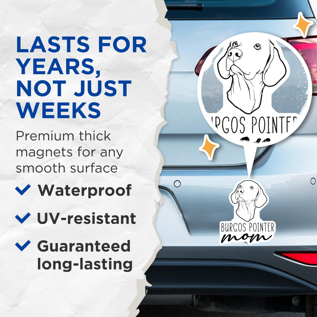 (2 Pack) Burgos Pointer Mom Magnets - Dog Breed Lover Pet Parent - Refrigerator Car Vehicle Decor - 5 Inches On Longest Side - Thick Durable Magnet - Made in USA - MAG27068