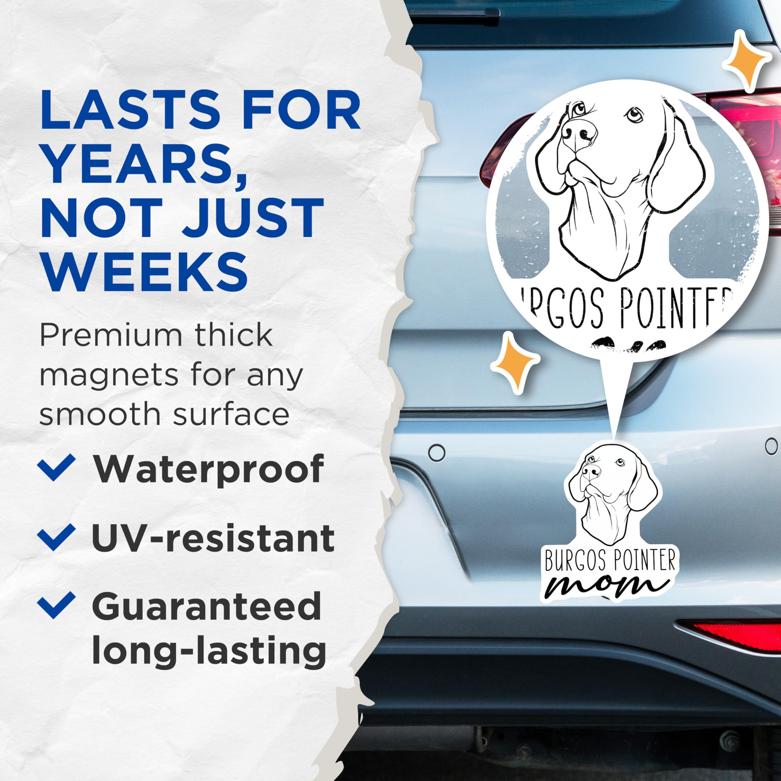 (2 Pack) Burgos Pointer Mom Magnets - Dog Breed Lover Pet Parent - Refrigerator Car Vehicle Decor - 5 Inches On Longest Side - Thick Durable Magnet - Made in USA - MAG27068
