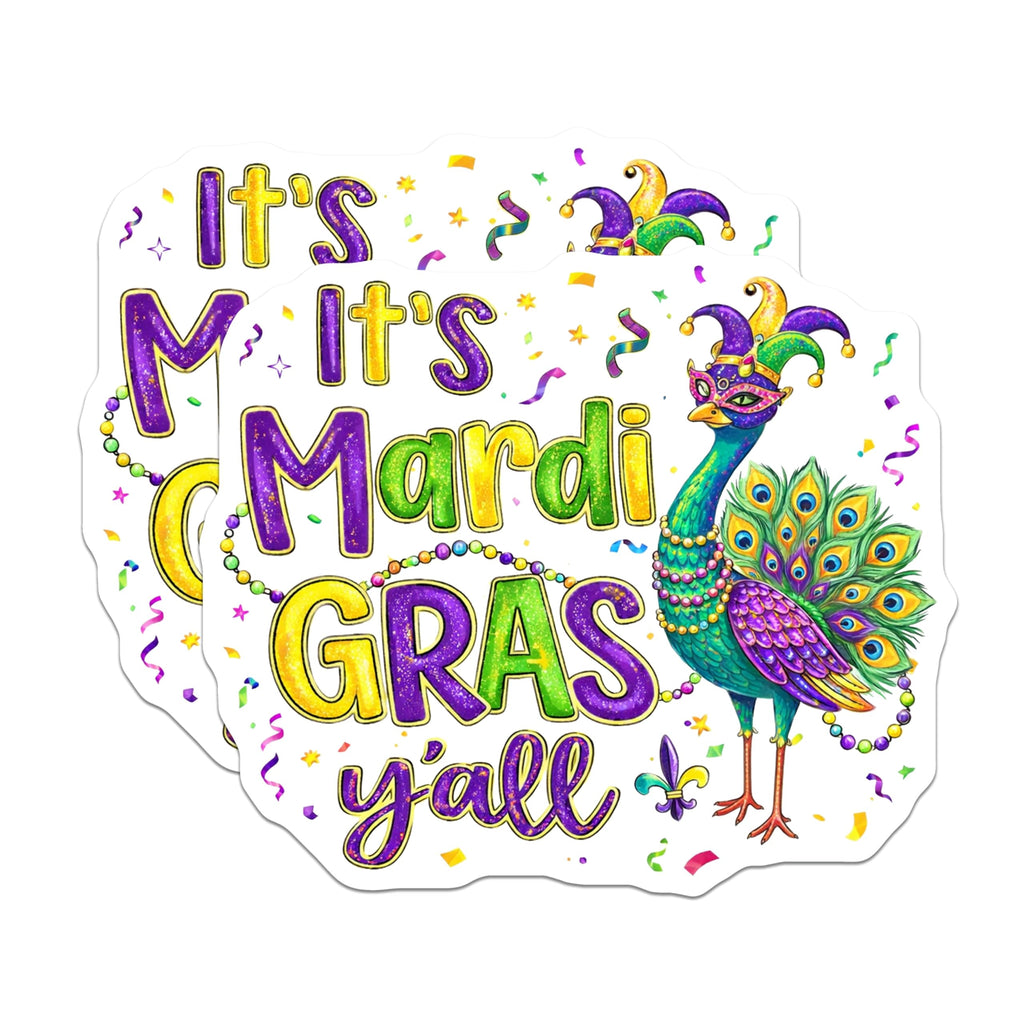 (2 Pack) Mardi Gras Magnets - Peacock - Celebration Decorations - 5" On Longest Side - Premium Magnet - for Cars, Refrigerators, Toolboxes, Lockers - Made in USA - MAG16965
