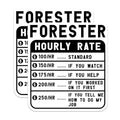 (2 Pack) Forester Hourly Rate Stickers - Funny Rate Sign - Forest Worker Joke Decal - 5" On Longest Side - Sticks to Smooth Flat Surfaces - Made in USA - BMCS4964