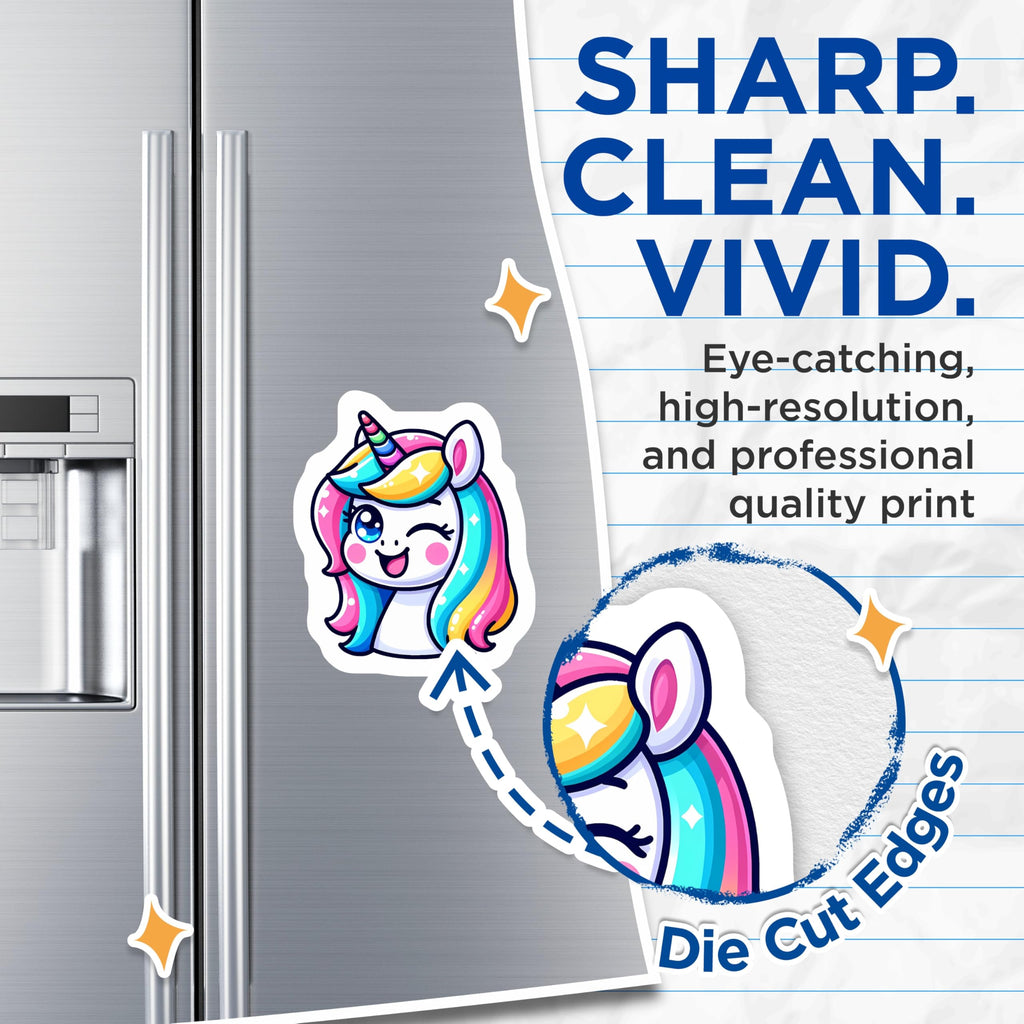 (2 Pack) Kawaii Unicorn Magnets - Rainbow Fantasy Decor - Cute Magical Creature Locker Accessories - 5 Inches On Longest Side - Thick Durable Magnet - Made in USA - MAG22005