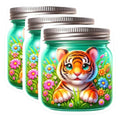 (3 Pack) Cute Tiger Cub Decals - Flower Meadow - Laptop Decal - 3 Inches On Longest Side - Easy Peel & Apply - Made in USA - 3MCS8128