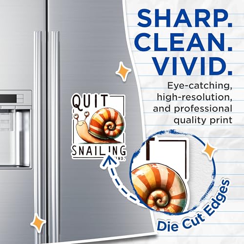 (2 Pack) Quit Snailing Around Magnets - Funny Snail Magnets - Motivational Animal Magnets- 5" On Longest Side - for Fridges, Toolboxes, Cars - Made in USA - MAG2656