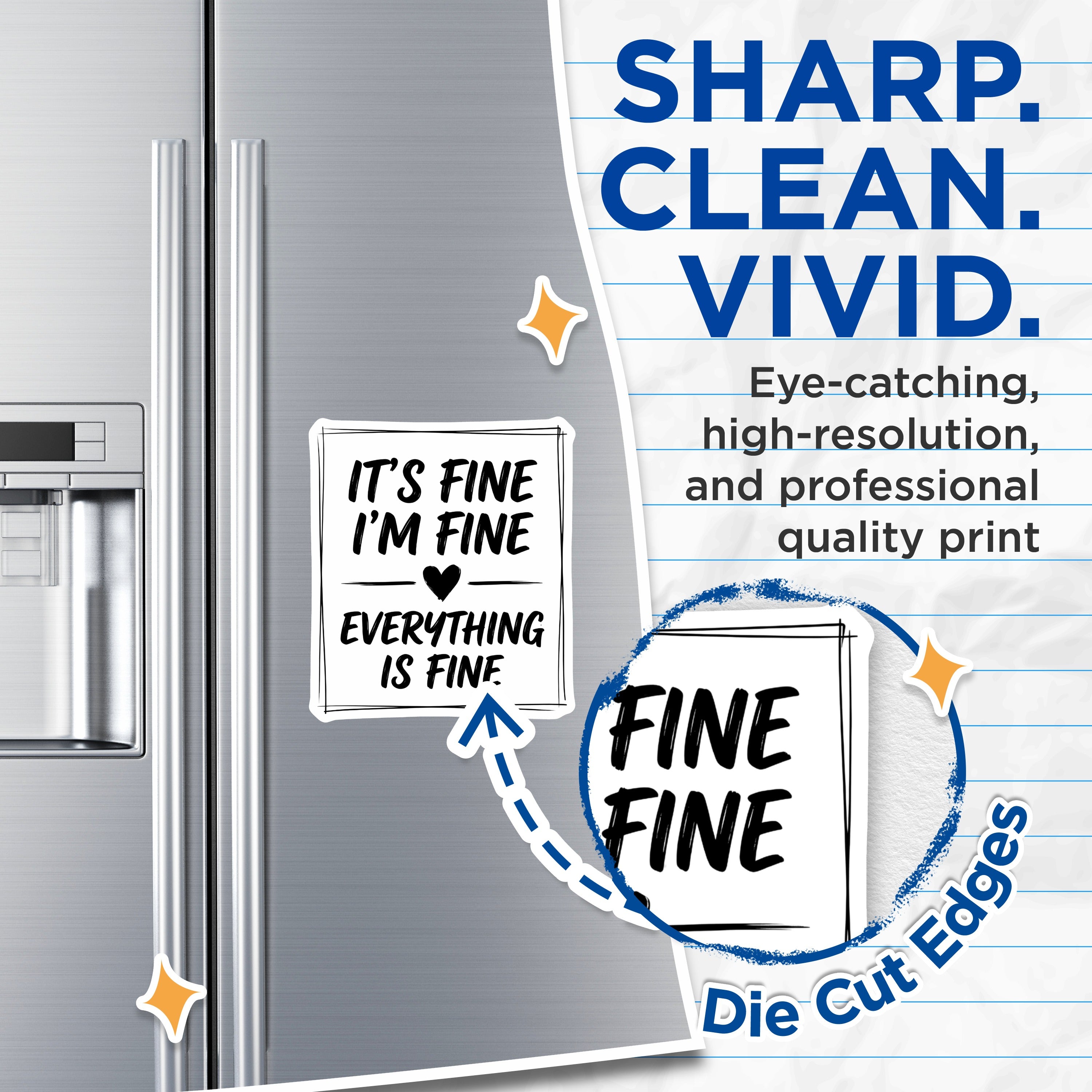 (2 Pack) Relatable Quote Magnets - It's Fine I'm Fine Humor - Sarcastic Meme Refrigerator - 5 Inches On Longest Side - Thick Durable Magnet - Made in USA - MAG37818