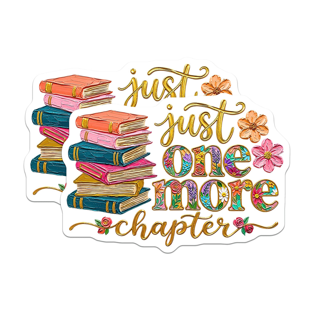 (2 Pack) Book Lover Magnets - Just One More Chapter - Reading Aesthetic Decor - Librarian Teacher Bookish Reader - 5 Inches On Longest Side - Thick Durable Magnet - Made in USA - MAG37964
