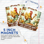 (2 Pack) Funny Chicken Baking Magnets - Kitchen - Baking Humor Magnets - 5" On Longest Side - for Cars, Fridges, Toolboxes - Made in USA - MAG4362