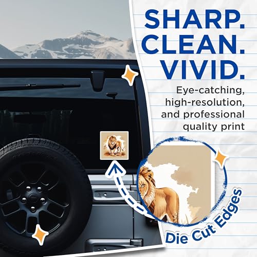 (2 Pack) Lion Illustration Stickers - Wildlife Art - Animal Lover Sticker Pack - 5" On Longest Side - Sticks to Smooth Flat Surfaces - Made in USA - BMCS8699 - Nature Decor
