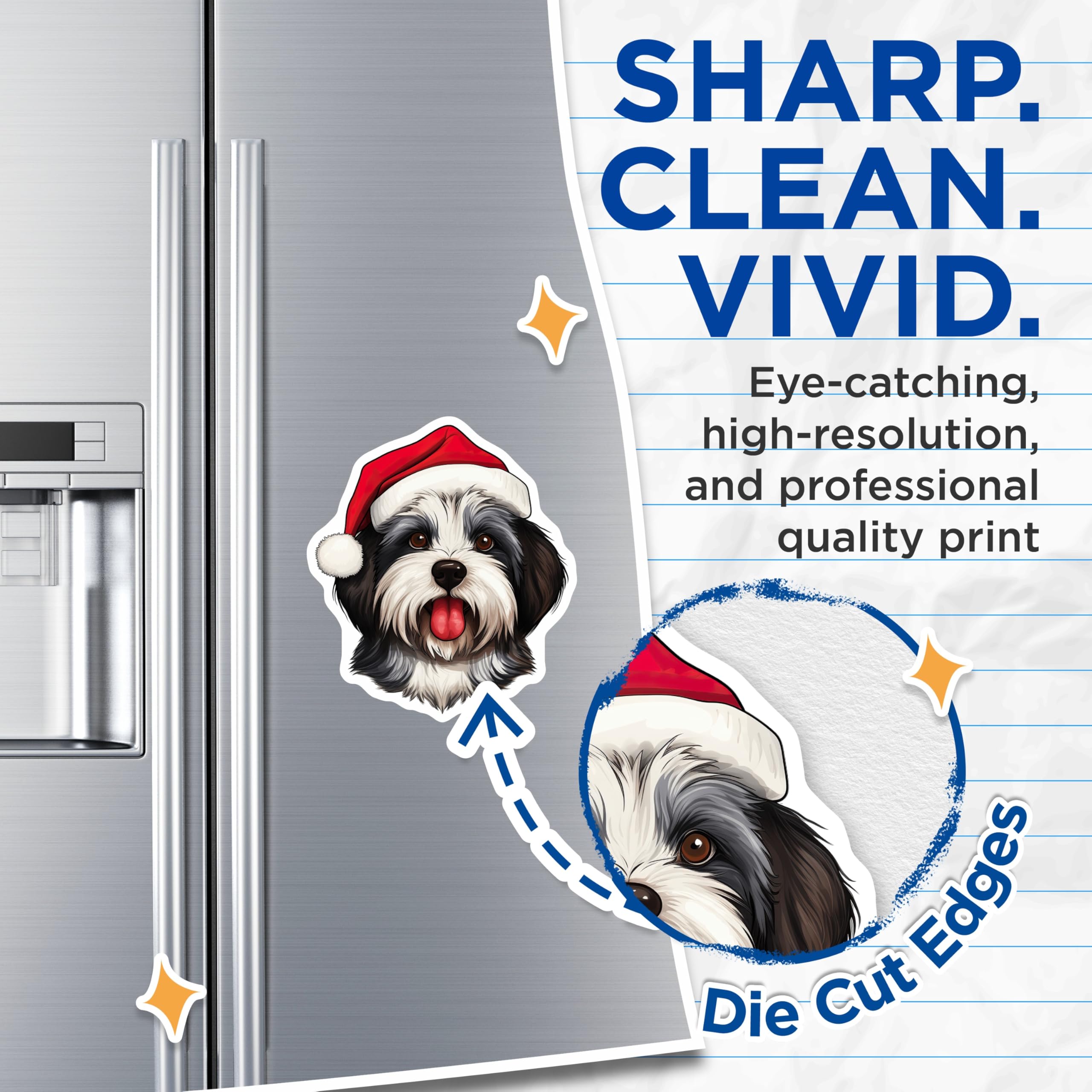 (2 Pack) Shih Tzu Christmas Dog Magnets - Santa Hat Puppy Refrigerator Magnets - Festive Pet Lover Decor - 5 Inches On Longest Side - Thick Durable Magnet - Made in USA - MAG27970