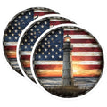 (3 Pack) Lighthouse American Flag Decals - Patriotic USA - Coastal Decor Stickers - 3 Inches On Longest Side - Easy Peel & Apply - Made in USA - 3MCS8195