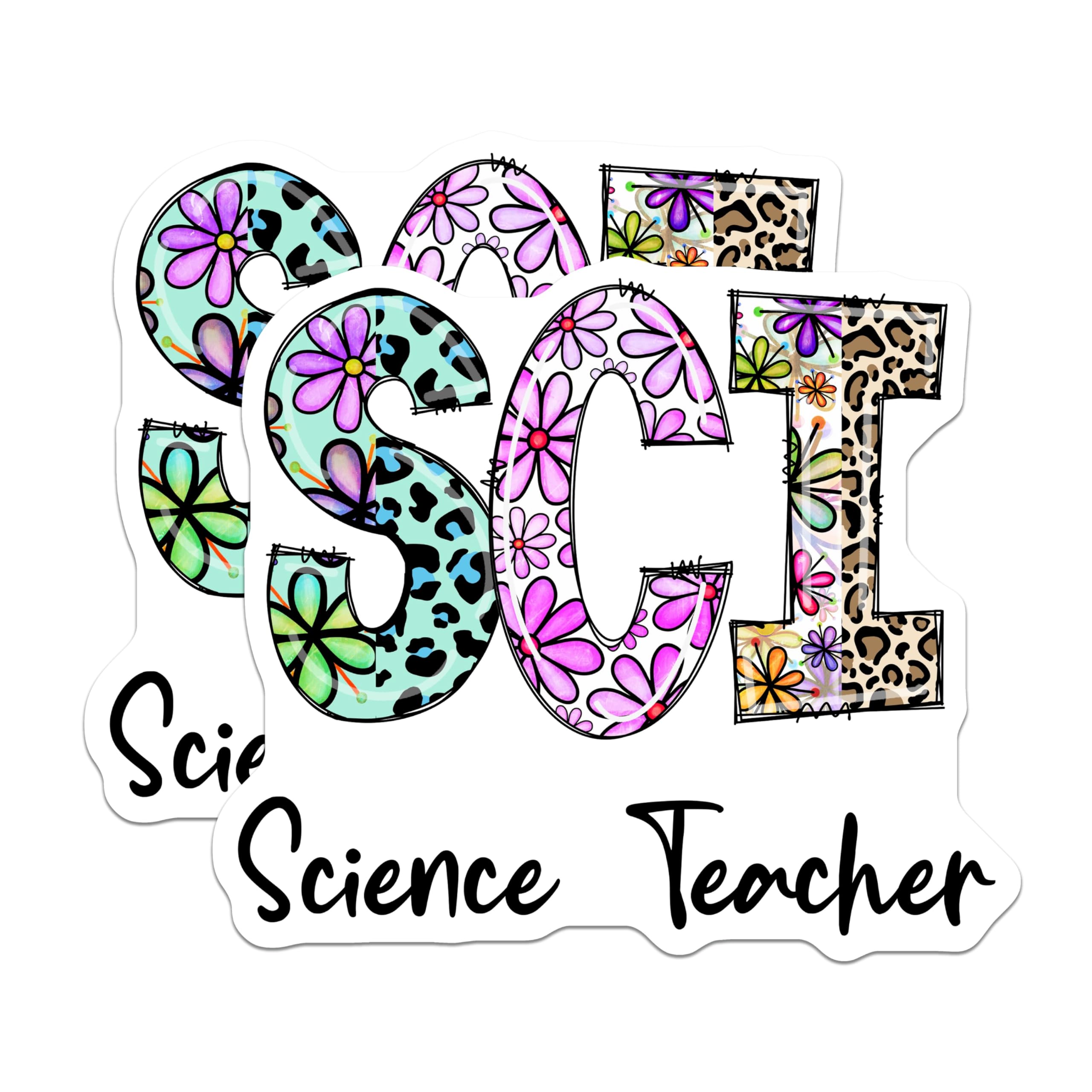 (2 Pack) Science Teacher Magnets - Floral SCI - Educator Appreciation Decor - 5" On Longest Side - Premium Magnet - for Cars, Refrigerators, Toolboxes, Lockers - Made in USA - MAG14137