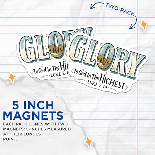 (2 Pack) Glory to God in The Highest Magnets - Luke 2:14 Bible Verse - Scripture Inspirational Magnets - 5" On Longest Side - for Cars, Fridges, Toolboxes - Made in USA - MAG4072