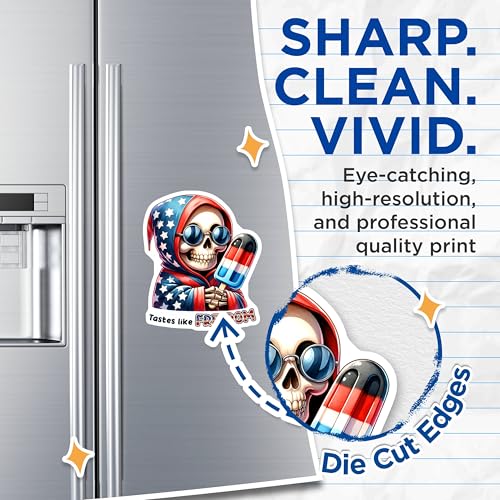 (2 Pack) Patriotic Skull Magnets - Tastes Like Freedom - USA Pride - Popsicle Design - 5" On Longest Side - for Cars, Fridges, Toolboxes - Made in USA - MAG7922
