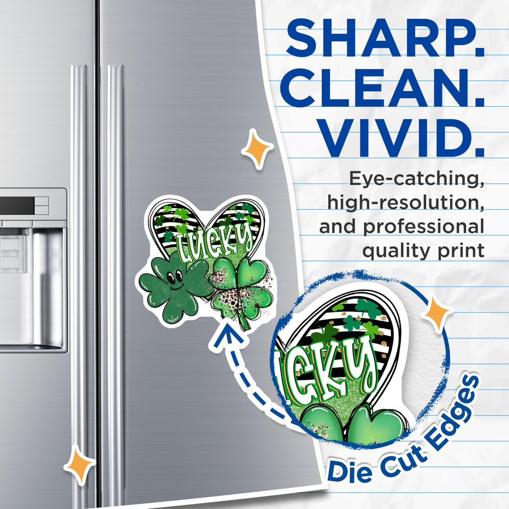 (2 Pack) Lucky Shamrocks Magnets - St Patricks Day Decor - Irish Clover Accessories - 5 Inches On Longest Side - Thick Durable Magnet - Made in USA - MAG20176