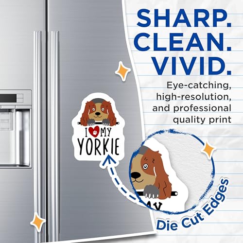 (2 Pack) I Love My Yorkie Magnets - Cute Dog Magnets - Funny Pet - 5" On Longest Side - for Cars, Fridges, Toolboxes - Made in USA - MAG4299