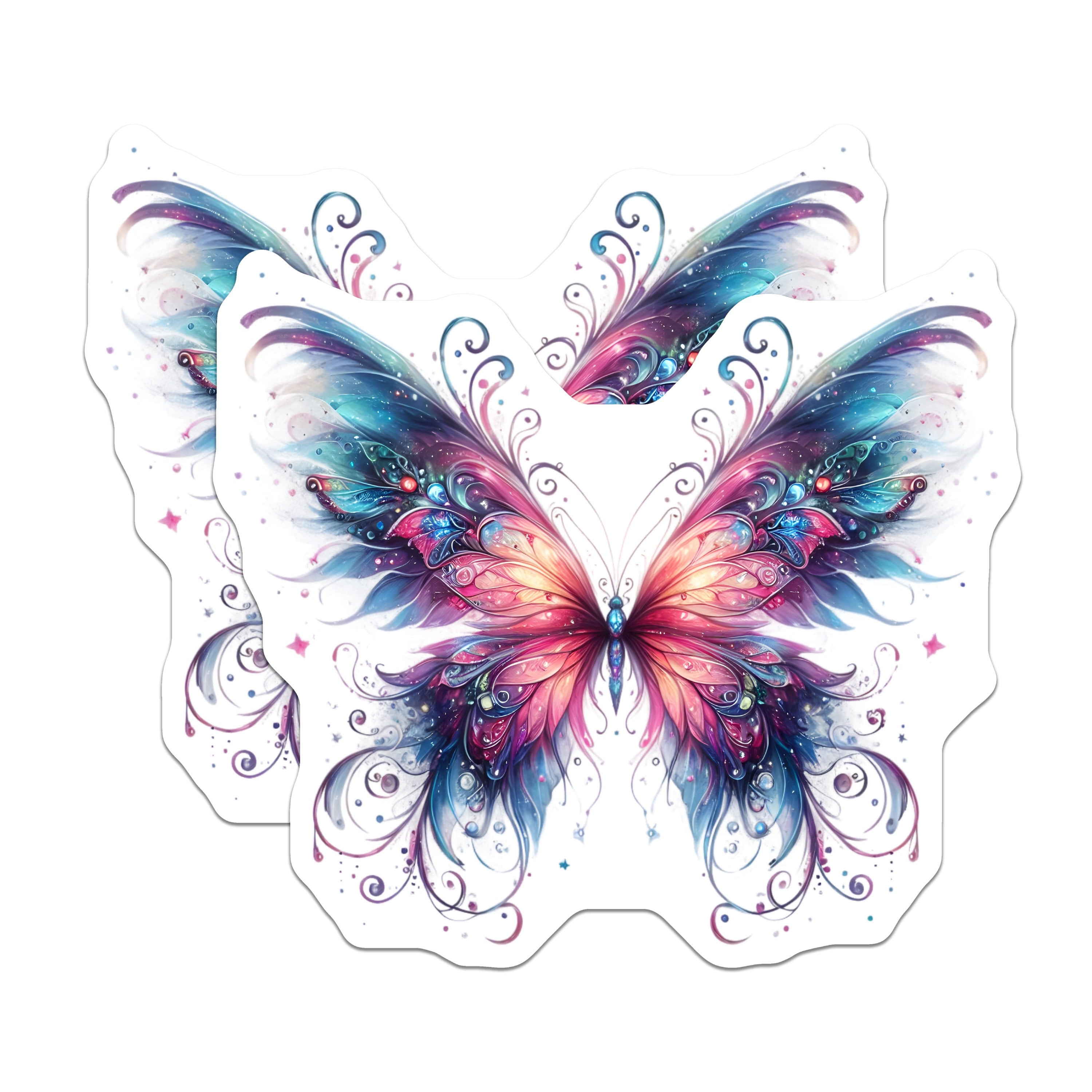 (2 Pack) Magical Butterfly Magnets - Celestial Insect Decor - Fairycore Whimsical Art - 5 Inches On Longest Side - Thick Durable Magnet - Made in USA - MAG38036