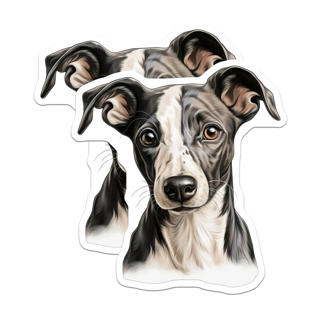 (2 Pack) Whippet Dog Portrait Magnets - Sighthound Pet Lover Decor - Animal Art Fridge Accessory - 5 Inches On Longest Side - Thick Durable Magnet - Made in USA - MAG28490