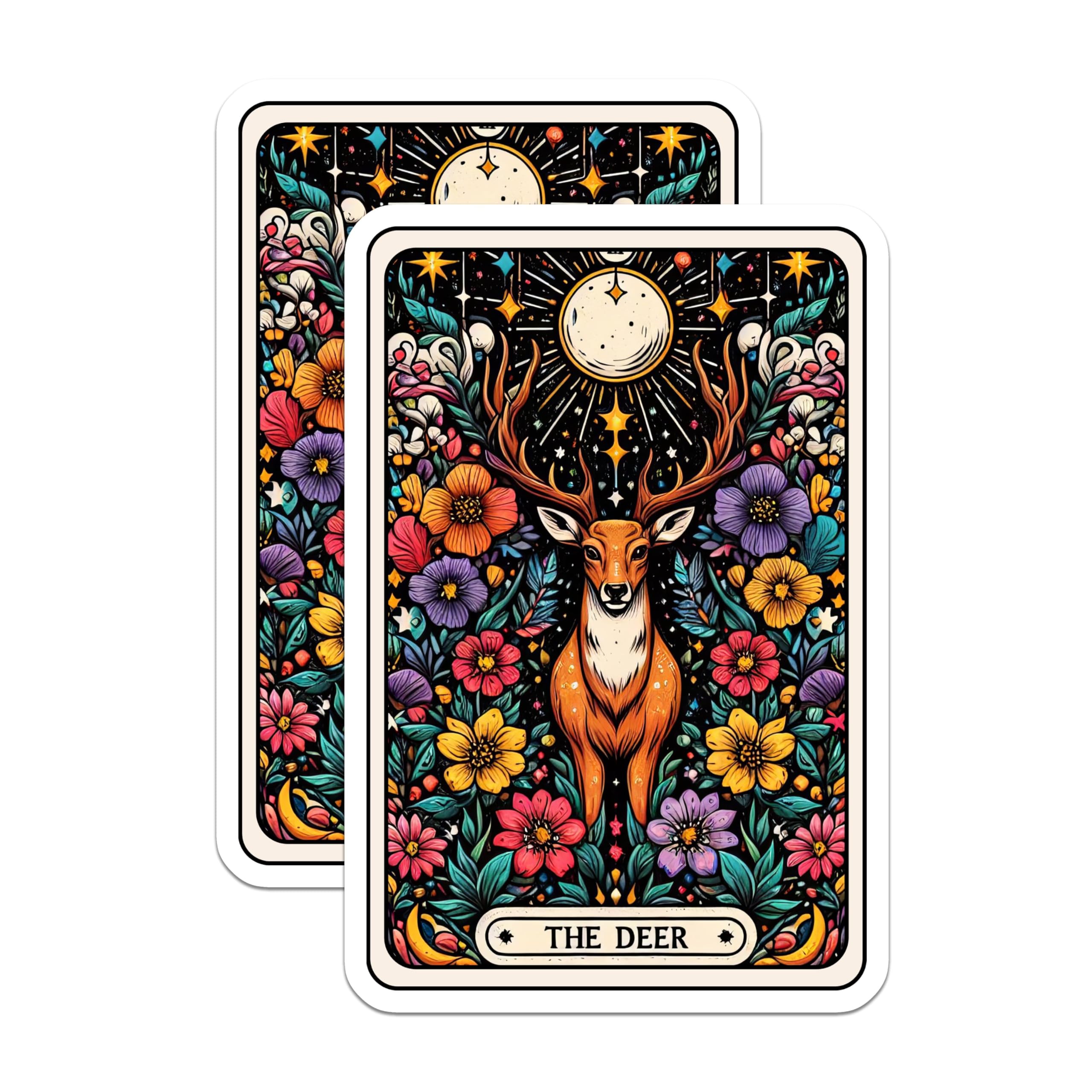 (2 Pack) Deer Themed Magnets - Artistic Animal Magnets - Colorful Flower Magnets - 5" On Longest Side - for Cars, Fridges, Toolboxes - Made in USA - MAG4451