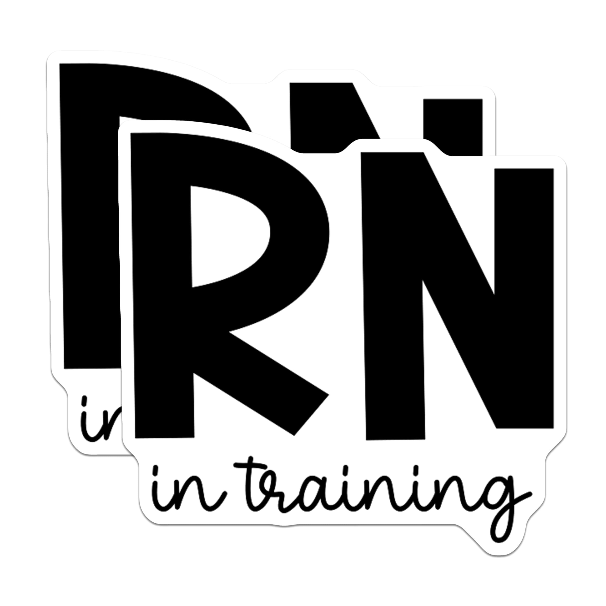 (2 Pack) RN in Training Stickers - Nurse Student Sticker - Future Registered Nurse Decals - 5" On Longest Side - Sticks to Smooth Flat Surfaces - Made in USA - BMCS5283