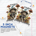 (2 Pack) Cute Cat Magnets - Lowkey Plotting and Scheming - Mushroom Cat - Witch Hat Cat Magnets for Fridge - 5" On Longest Side - for Cars, Fridges, Toolboxes - Made in USA - MAG4342