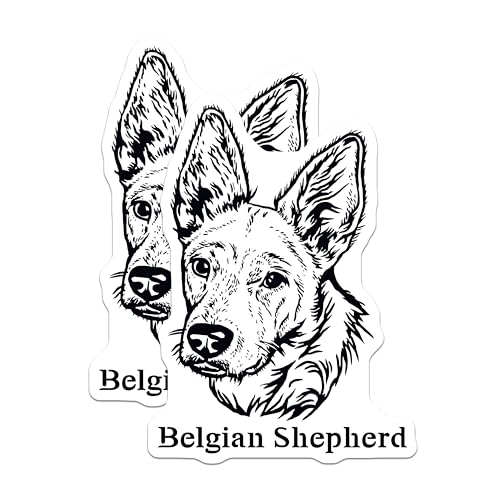 (2 Pack) Belgian Shepherd Stickers - Dog Breed Decals - Pet Lover Stickers - 5" On Longest Side - Sticks to Smooth Flat Surfaces - Made in USA - BMCS4018