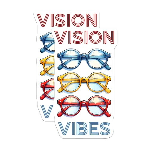 (2 Pack) Vision Vibes Stickers - Retro Glasses - Colorful Sunglasses - 5" On Longest Side - Sticks to Smooth Flat Surfaces - Made in USA - BMCS8084