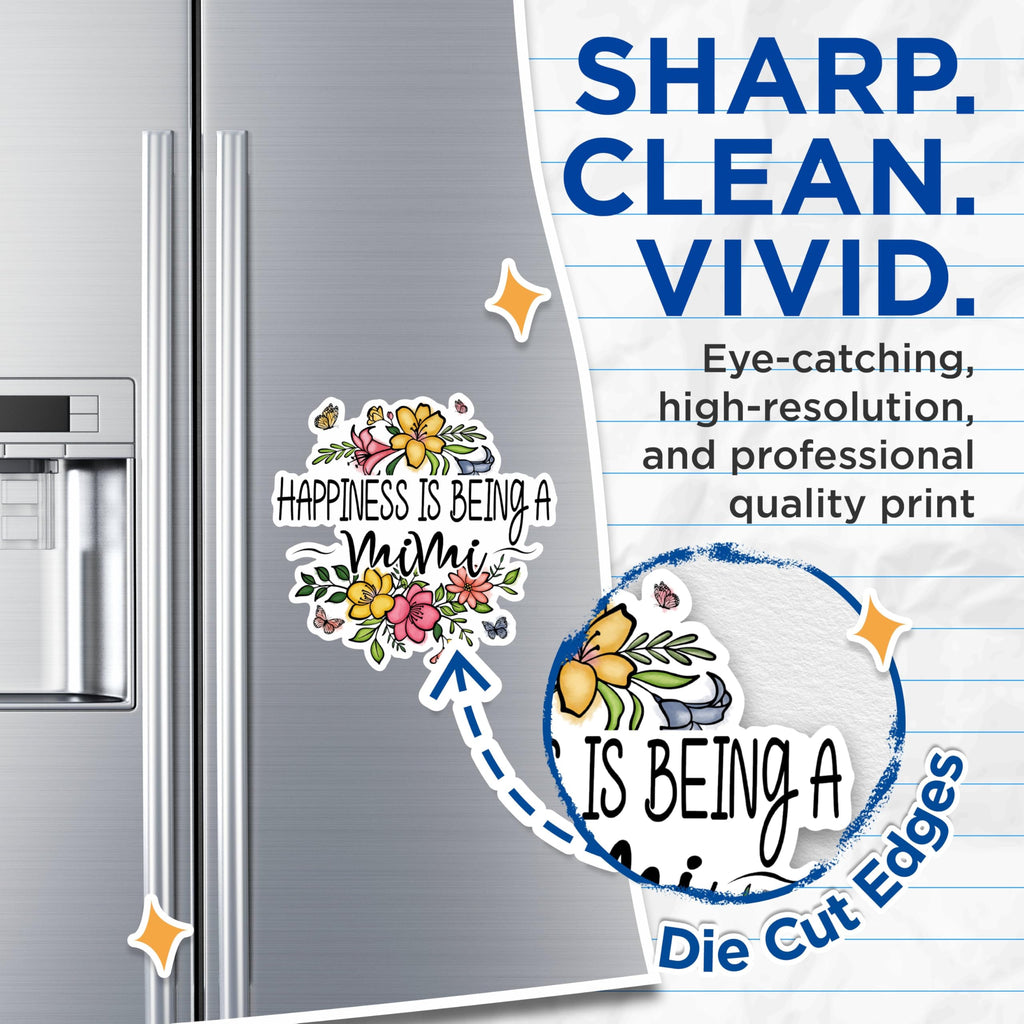 (2 Pack) Happiness is Being a Mimi Magnets - Floral Mimi Magnets - Cute Grandma Quotes Magnets- 5" On Longest Side - for Fridges, Toolboxes, Cars - Made in USA - MAG3005