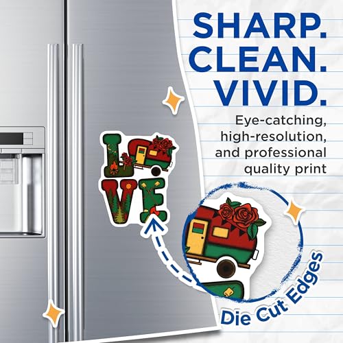 (2 Pack) Love Camping Magnets - Outdoor Adventure Magnet - Camper Van Refrigerator Magnet - 5" On Longest Side - for Cars, Fridges, Toolboxes - Made in USA - MAG4177