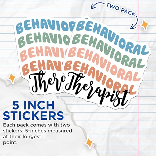 (2 Pack) Behavioral Therapist Stickers - Mental Health Stickers - Therapy Stickers - 5" On Longest Side - Sticks to Any Smooth Flat Surface - Made in USA - BMCS3180