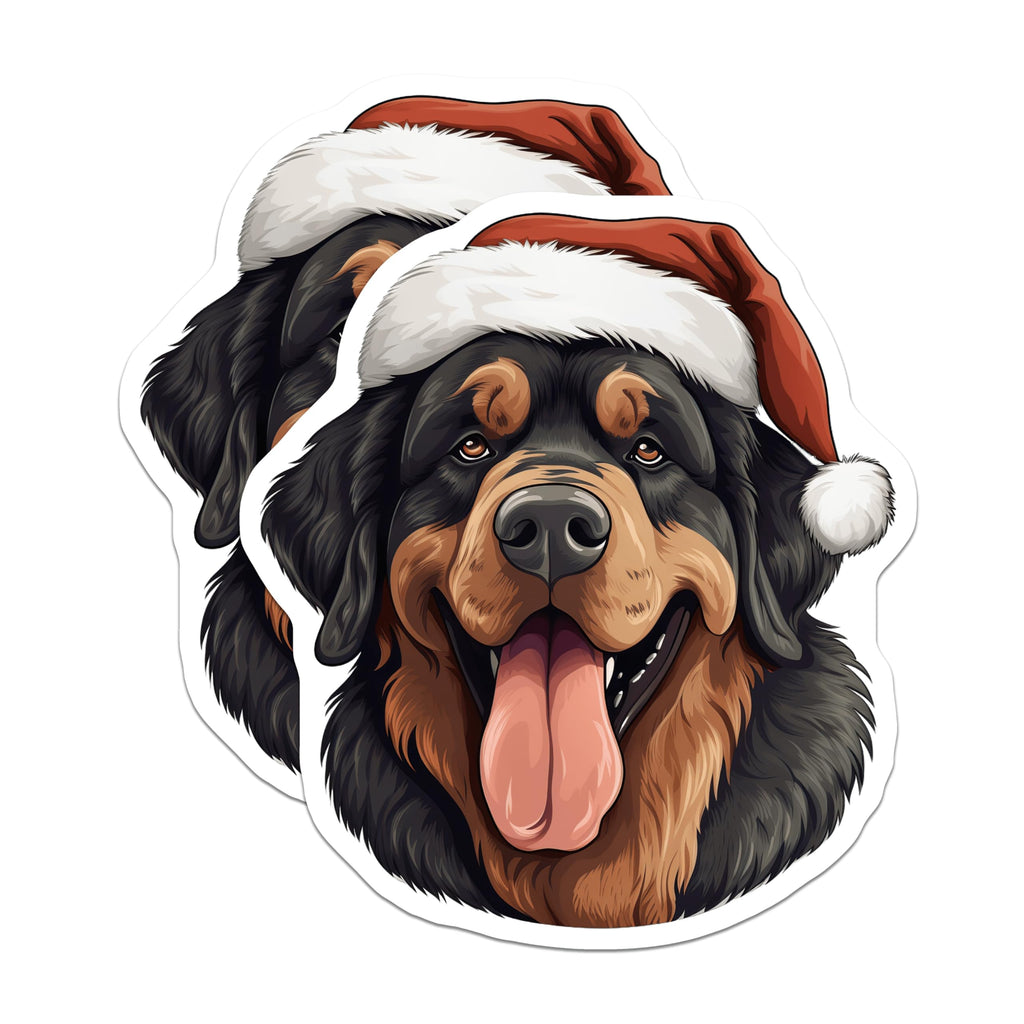 (2 Pack) Christmas Dog Magnets - Santa Hat Canine Art - Festive Pet Lover Decor - Refrigerator Animal Artwork - 5 Inches On Longest Side - Thick Durable Magnet - Made in USA - MAG26957