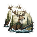 (2 Pack) Deer Fishing Magnets - Wilderness Angler Decor - Forest Wildlife Scene Art - 5 Inches On Longest Side - Thick Durable Magnet - Made in USA - MAG23195