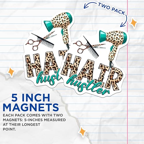 (2 Pack) Hair Hustler Magnets - 5" On Longest Side - for Cars, Fridges, Toolboxes - Made in USA - MAG7573