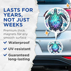 (2 Pack) Turtle Mandala Magnets - Ocean Life - Sea Turtle Art - Colorful Turtle Magnet - 5" On Longest Side - for Cars, Fridges, Toolboxes - Made in USA - MAG4496