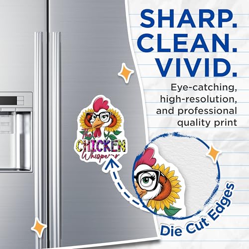 (2 Pack) Funny Chicken Lover Magnet - Farmhouse Kitchen Decor - Retro Chicken Art - 5" On Longest Side - Sticks to Smooth Flat Surfaces - Made in USA - MAG9725
