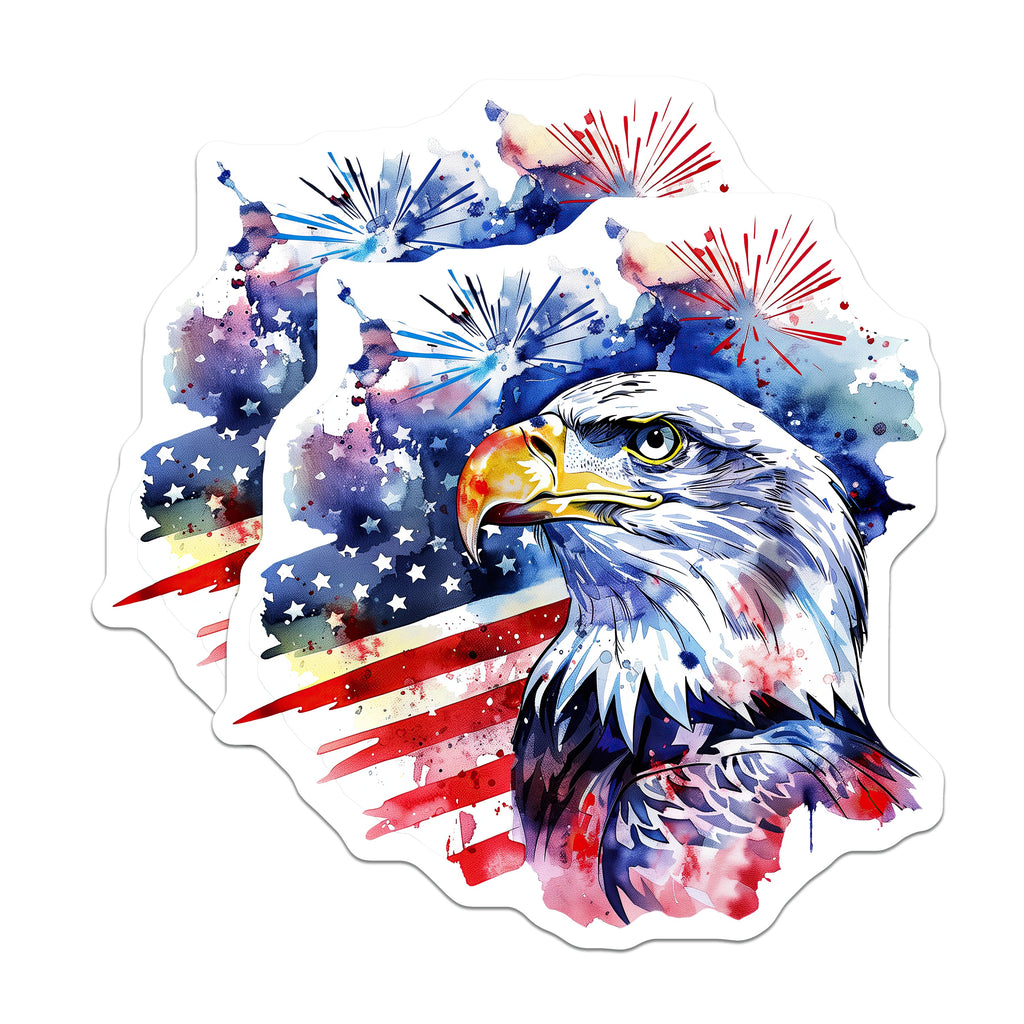 (2 Pack) Patriotic Eagle Magnets - American Flag Decor - 4th of July Celebration - Memorial Day Symbol - USA Pride - 5 Inches On Longest Side - Thick Durable Magnet - Made in USA - MAG37300