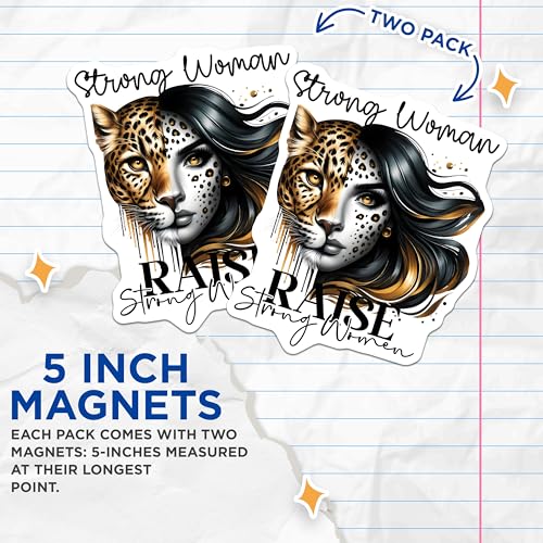 (2 Pack) Strong Woman Magnets Magnets - Motivational Decor - 5" On Longest Side - Made in USA - Sticks to Refrigerators & Metal Surfaces - MAG9248