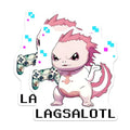 (2 Pack) Cute Gaming Axolotl Stickers - Gamer Axolotl Decal - Kawaii Animal for Laptops and Water Bottles - 5" On Longest Side - Sticks to Smooth Flat Surfaces - Made in USA - BMCS7791