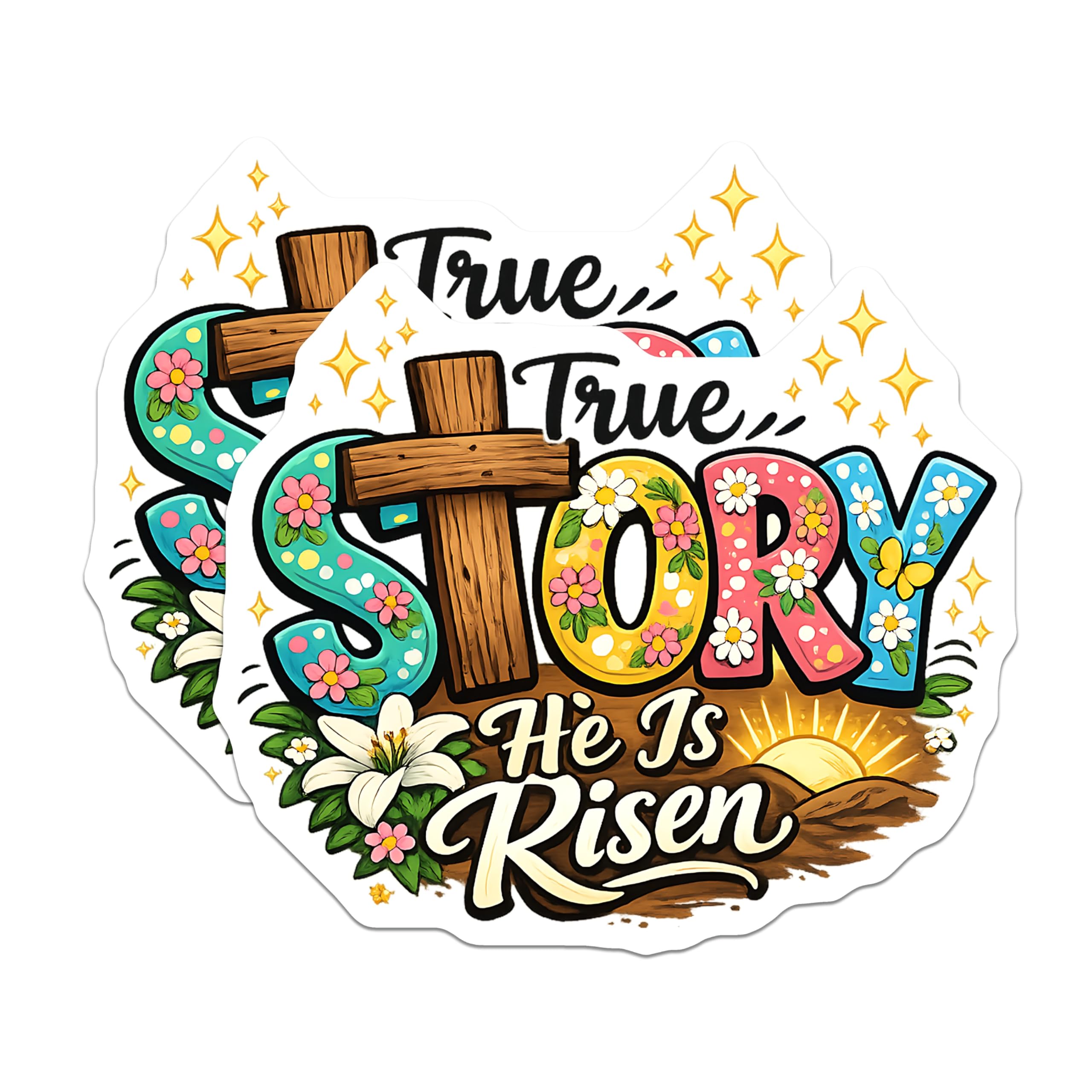 (2 Pack) He is Risen Magnets - Easter Christian Decor - True Story Scripture Art - Spring Faith Celebration - 5 Inches On Longest Side - Thick Durable Magnet - Made in USA - MAG23016