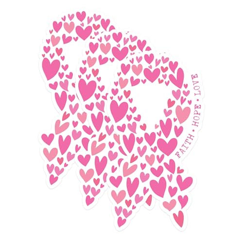 (3 Pack) Heart Ribbon Decals - Faith Hope Love - Laptop Decal - 3 Inches On Longest Side - Easy Peel & Apply - Made in USA - 3MCS1320