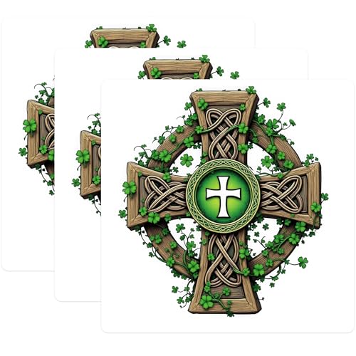 (3 Pack) Celtic Cross Decals - Irish Shamrock - Laptop Decals - 3 Inches On Longest Side - Easy Peel & Apply - Made in USA - 3MCS8364