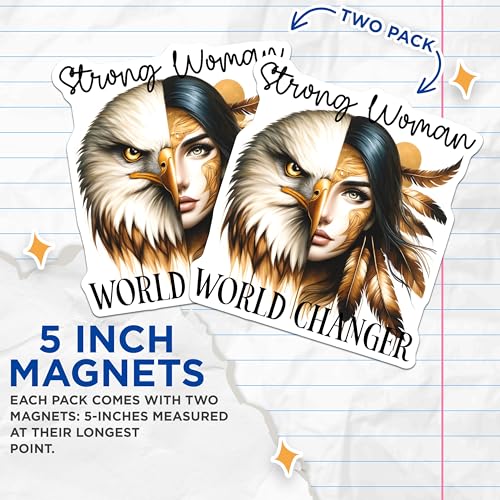 (2 Pack) Strong Woman Magnets Magnets - Inspirational Design - Motivational Magnet - 5" On Longest Side - Made in USA - Sticks to Refrigerators & Metal Surfaces - MAG9243