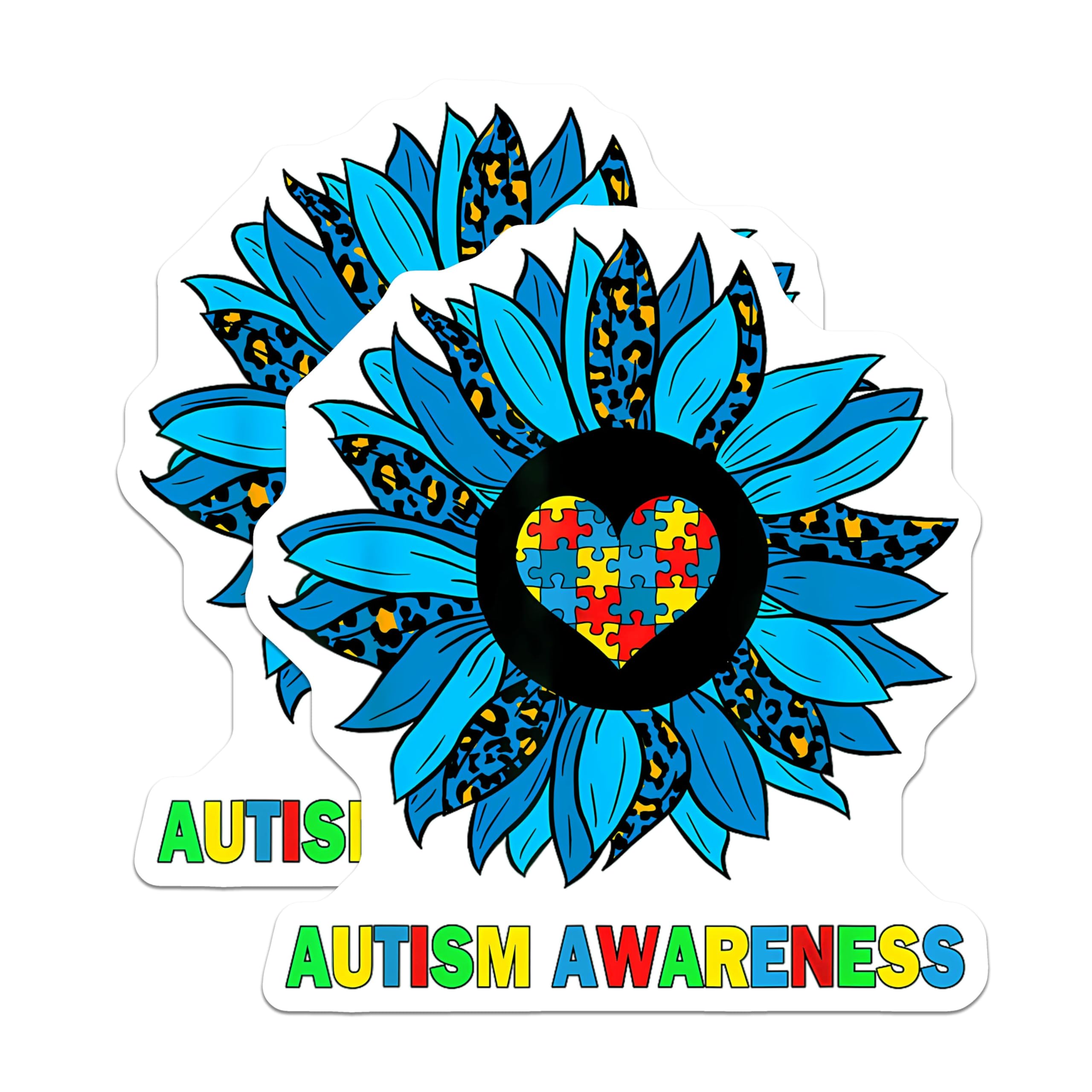 (2 Pack) Autism Awareness Magnets - Puzzle Heart Magnets - Blue Flower Magnets - 5" On Longest Side - for Cars, Refrigerators, Toolboxes, Lockers - Made in USA MAG3575