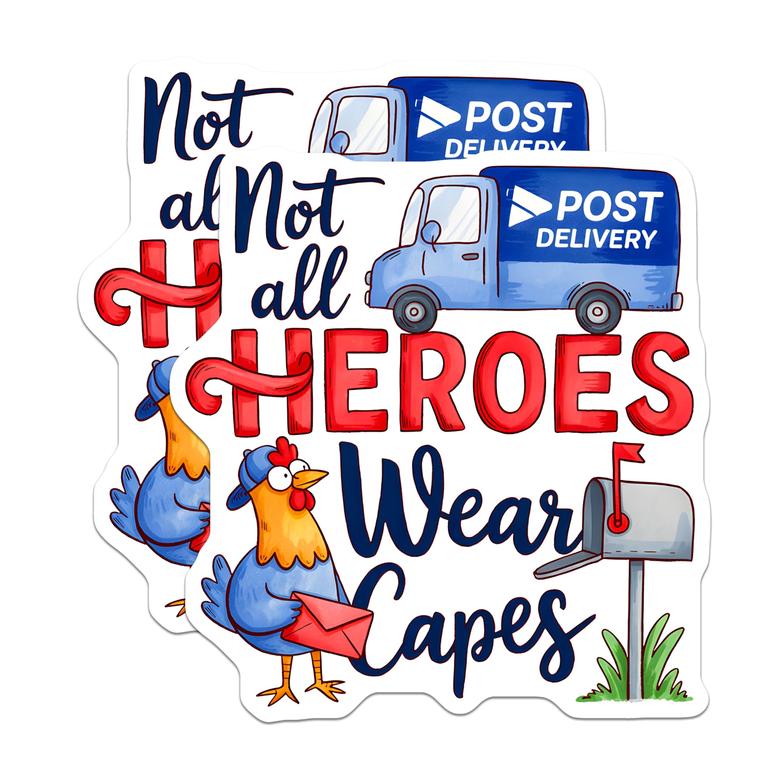(2 Pack) Not All Heroes Wear Capes Magnets - Mail Carrier Appreciation - Postal Worker Thank You Gift - 5 Inches On Longest Side - Thick Durable Magnet - Made in USA - MAG30392
