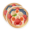 (2 Pack) USA Patriotic Flower Shell Stickers - 5" On Longest Side - Sticks to Smooth Flat Surfaces - Made in USA - BMCS8988 - BMCS8988