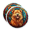 (2 Pack) Stained Glass Style Golden Retriever Dog Magnets - Happy Canine Pet Lover Art - Refrigerator Locker Magnetic Decor - 5 Inches On Longest Side - Thick Durable Magnet - Made in USA - MAG24566