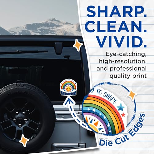 (2 Pack) Rainbow Sun Stickers - Motivational Quote Stickers - Cute Sticker for Journals and Planners - 5" On Longest Side - Sticks to Any Smooth Flat Surface - Made in USA - BMCS3170